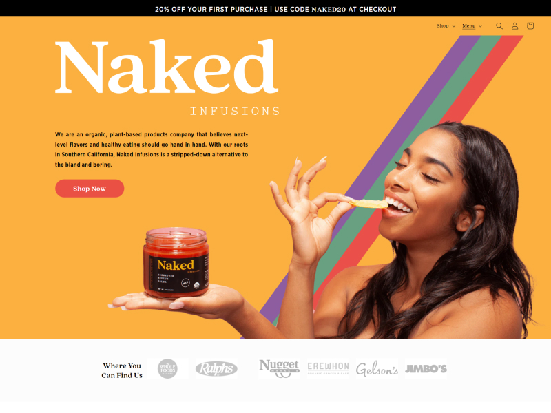 Screenshot of Naked Infusions' Home Page