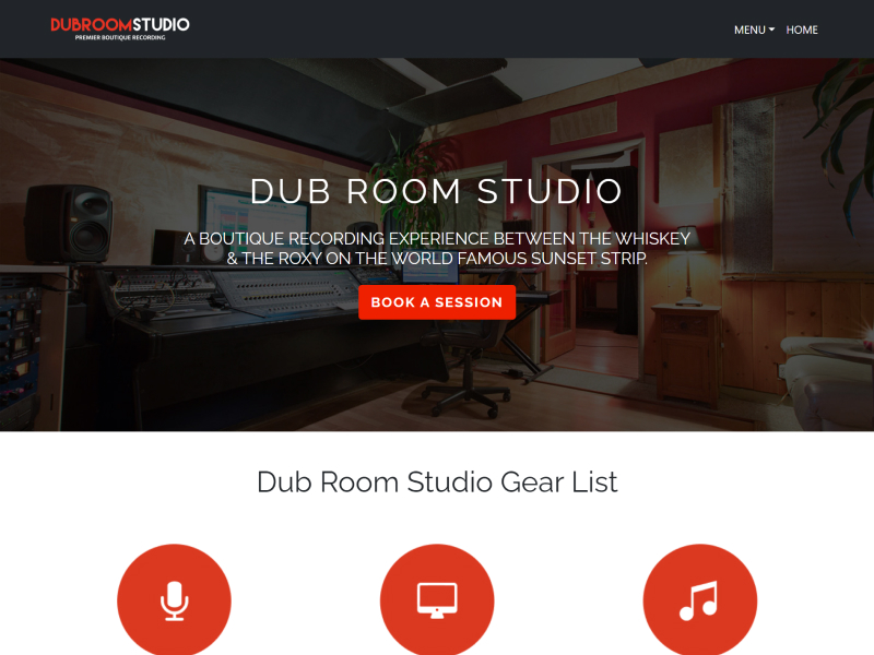 Screenshot of The Dub Room Studio Home Page